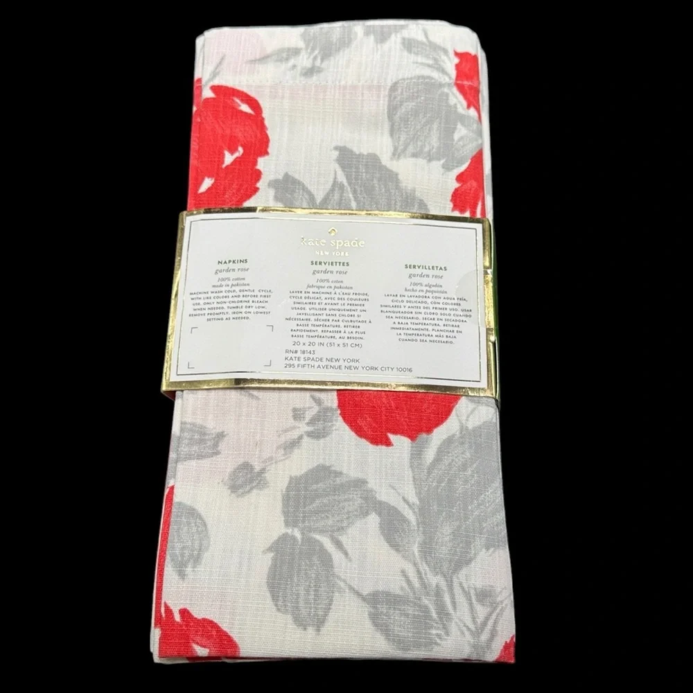 Kate Spade Cloth Napkins Set of 4 Garden Rose 100% Cotton Floral 20